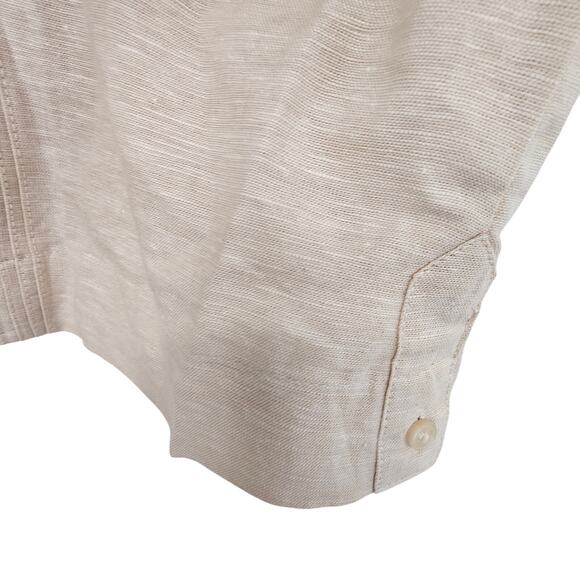 Cubavera Linen Shirt Tan Button Front Short Sleeve Collared Shirt Men 2XLT - Picture 4 of 9